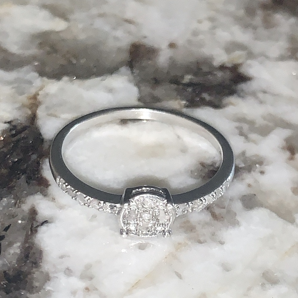 Diamond Sterling Silver Ring, Stamped 925, (1/10 ct. t.w.), Approx. Size 8